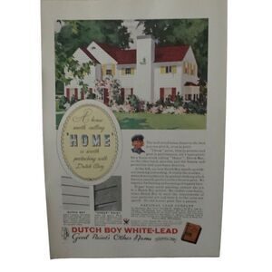 Vintage 1934 Dutch Boy White Lead Paint Home Ad Advertisement